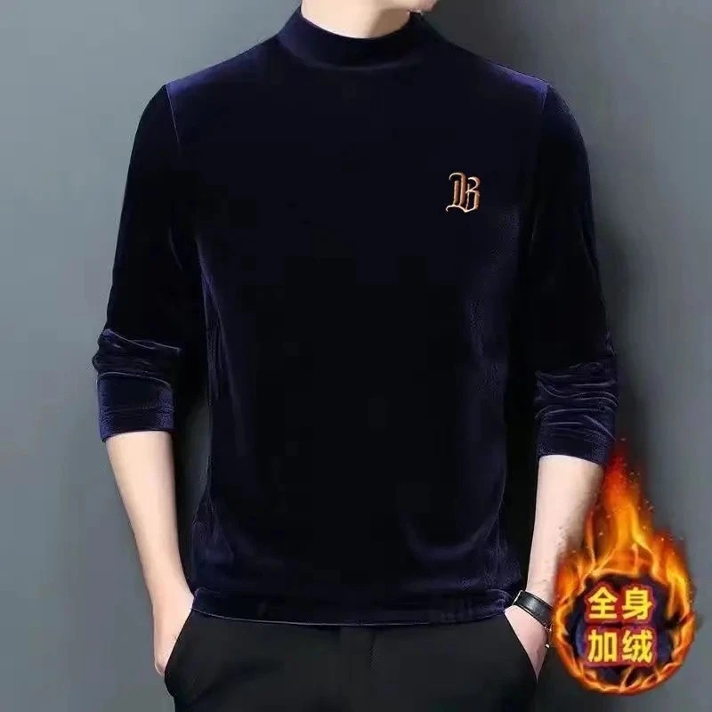 【冬季爆款】秋冬季金丝绒保暖内衣休闲宽松男士上衣加绒加厚打底