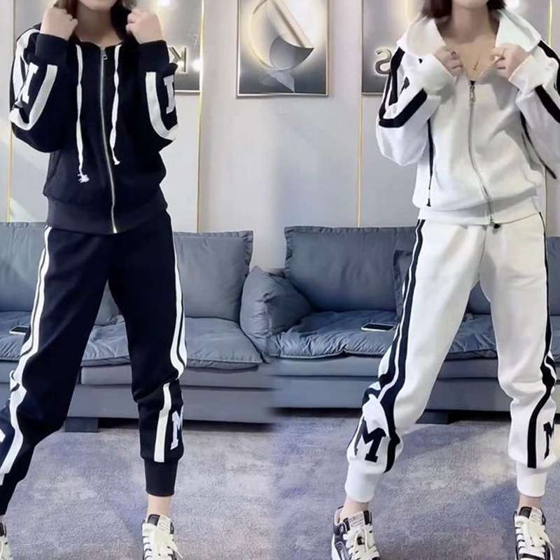 2025春秋季新款韩版洋气百搭时尚休闲运动服套装女卫衣卫裤两件套