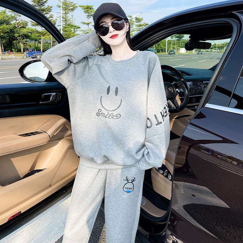 加绒名运动服套装女冬季外套女士卫衣年新款加厚休闲两件套