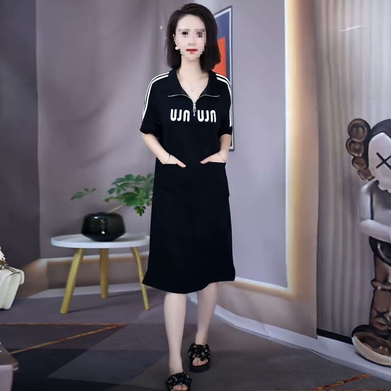 时尚胖mm宽松显瘦连衣裙大码女装夏季新款小个子洋气外贸卫衣裙子
