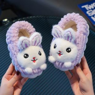 女式 厚底保暖防滑日用棉拖鞋 冬季 室内居家鞋 新款 毛绒加厚加绒棉鞋