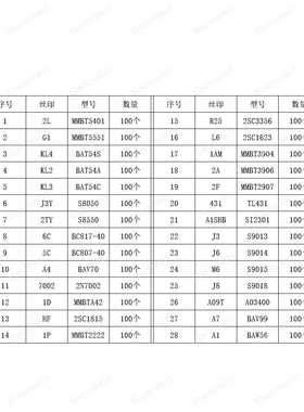 28种2800个常用贴片三极管SOT-23封装J3 M6 G1 1P 2A 2F 1AM盒装