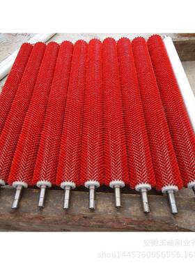 生产红色抛光毛刷辊清洗除锈打磨毛刷辊纺织机械毛刷辊