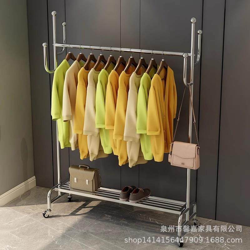 晾衣架落地家用可移动卧室美容院挂衣服架子室内阳台简易杆衣帽架