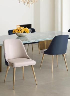 北欧餐椅天鹅椅靠背简约拼色橙色灰色轻奢家用休闲皮革洽谈椅子