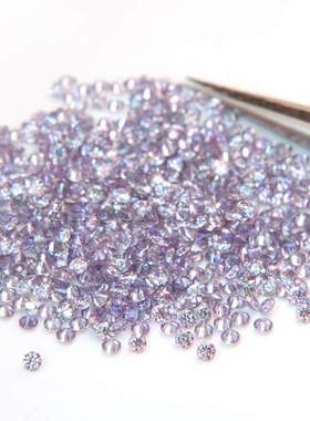 紫色小圆形莫桑裸石合成碳硅石1.0-2.9mm彩色莫桑厘石可蜡镶
