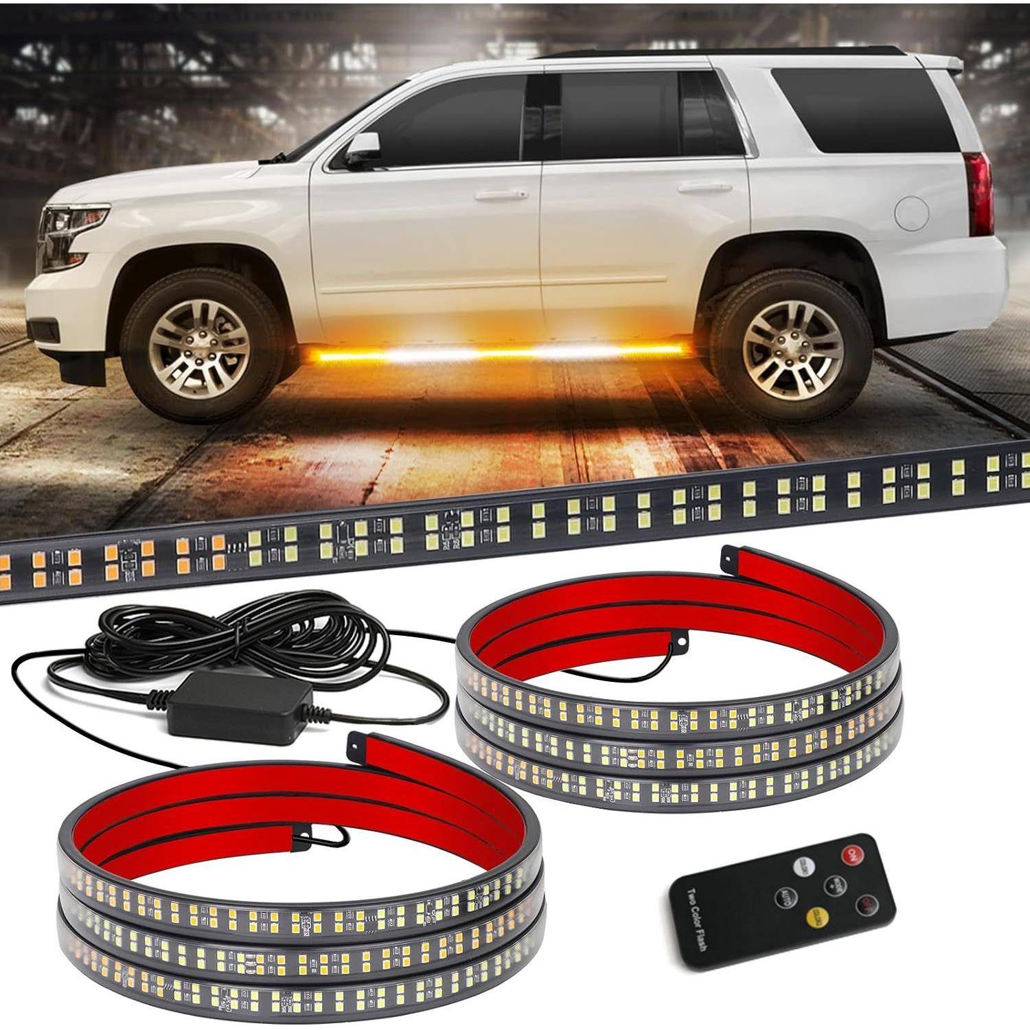 皮卡汽车led流水装饰灯条踏板后尾应急闪光警示灯货车边灯12-24V