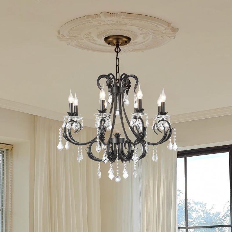 美式复古水晶灯别墅客厅主灯卧室灯饭厅高档大气挑高法式蜡烛吊灯