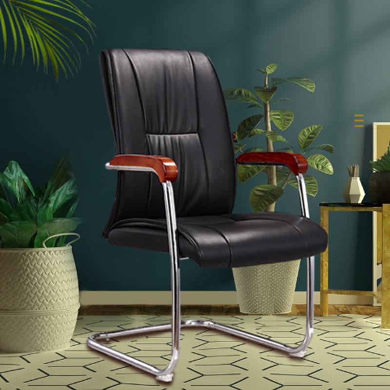 PU皮质红色培训会议弓形椅办公椅人体工学高弹力海绵弓形脚架家用