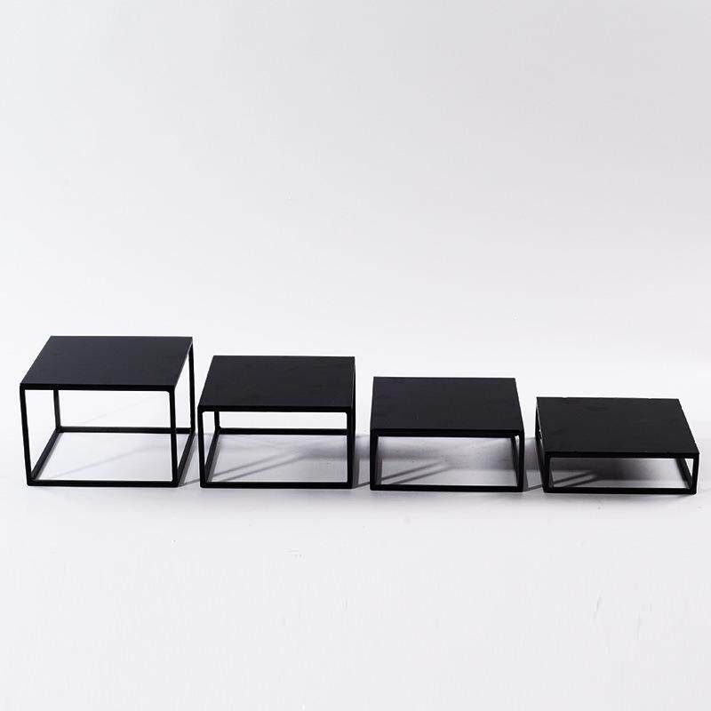 中式黑色金属小型铁架底座工艺品摆件茶桌盆栽铁艺置物展示架摆设