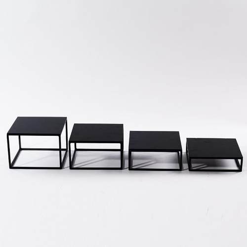 中式黑色金属小型铁架底座工艺品摆件茶桌盆栽铁艺置物展示架摆设