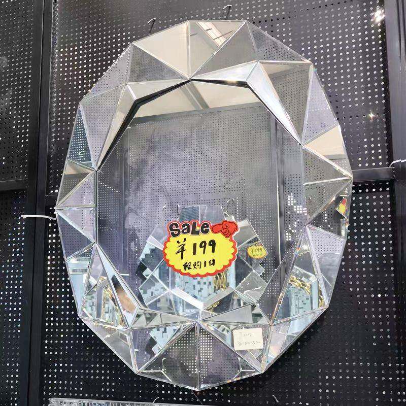 银色镜面立体墙面装饰镜子客厅走廊玄关镜