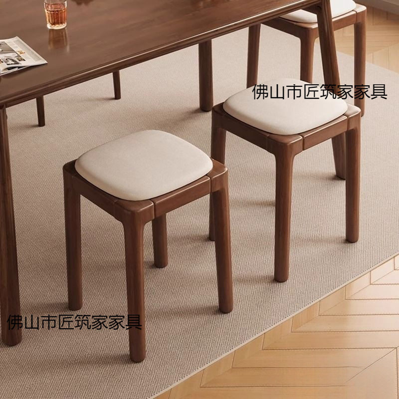 实木凳子家用可叠放软包板凳客厅木头矮凳简约现代小方凳餐桌椅子