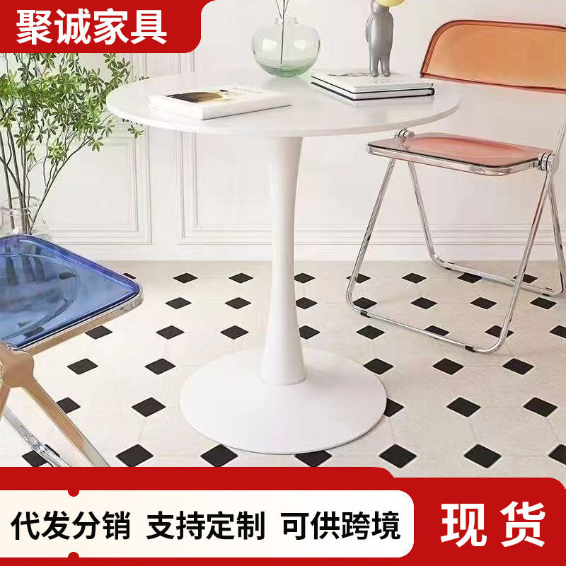 跨境圆形木质大盘桌餐桌北欧简约洽谈桌家用休闲小桌子商务圆桌子