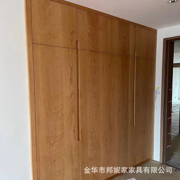 全屋定制工厂实木衣柜衣帽间柜子门板定制北美红樱桃木来图定制