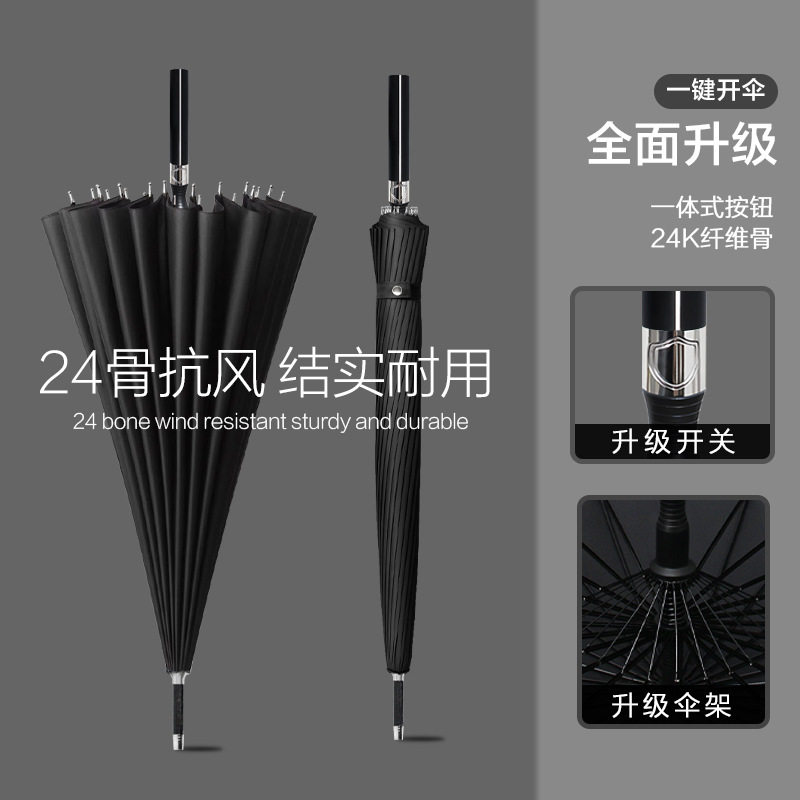 雨伞自动24骨长柄直杆加大加固防狂风暴雨超大号双人直柄大伞