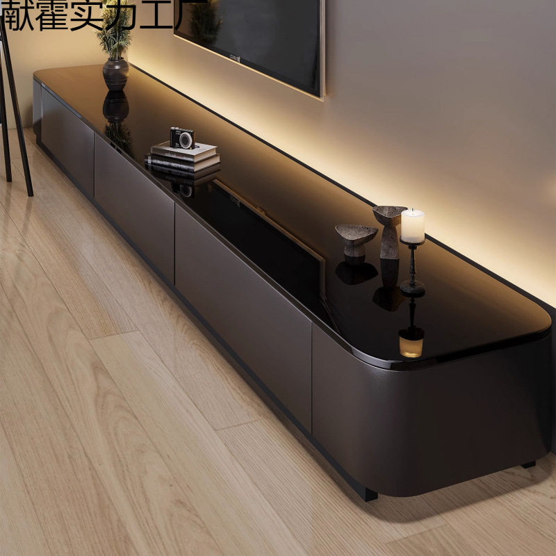 电视柜客厅家用小户型2025新款轻奢感黑色茶几电视柜组合跨境贸易