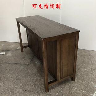 厨房中岛台料理台操作台餐桌开放式吧台复古实木客厅餐边柜储物柜
