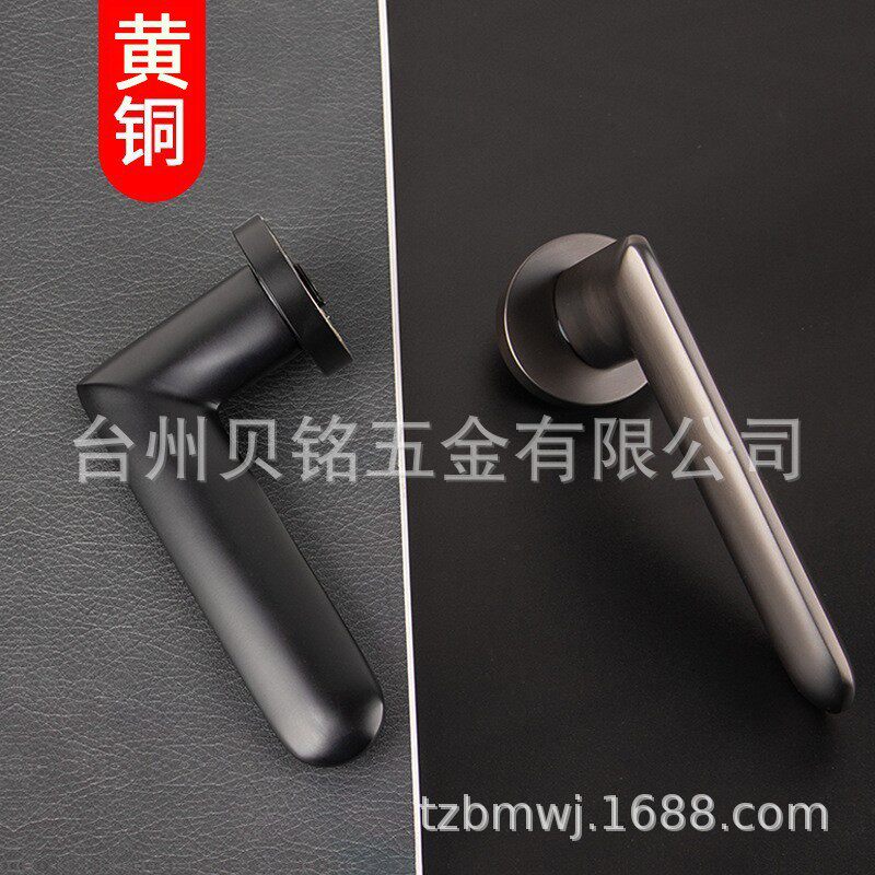 工厂批发黄铜门锁现代简约室内静音执手锁卧室别墅家用黄铜门把手