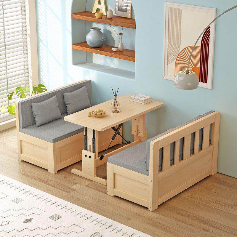 实木沙发床两用可折叠带书桌现代简约客厅小户型卡座多功能储物床