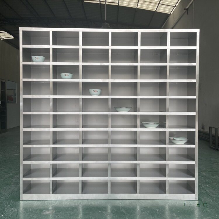 全304不锈钢员工碗柜食堂餐厅多格带锁餐盘柜学校饭盒无门餐具柜