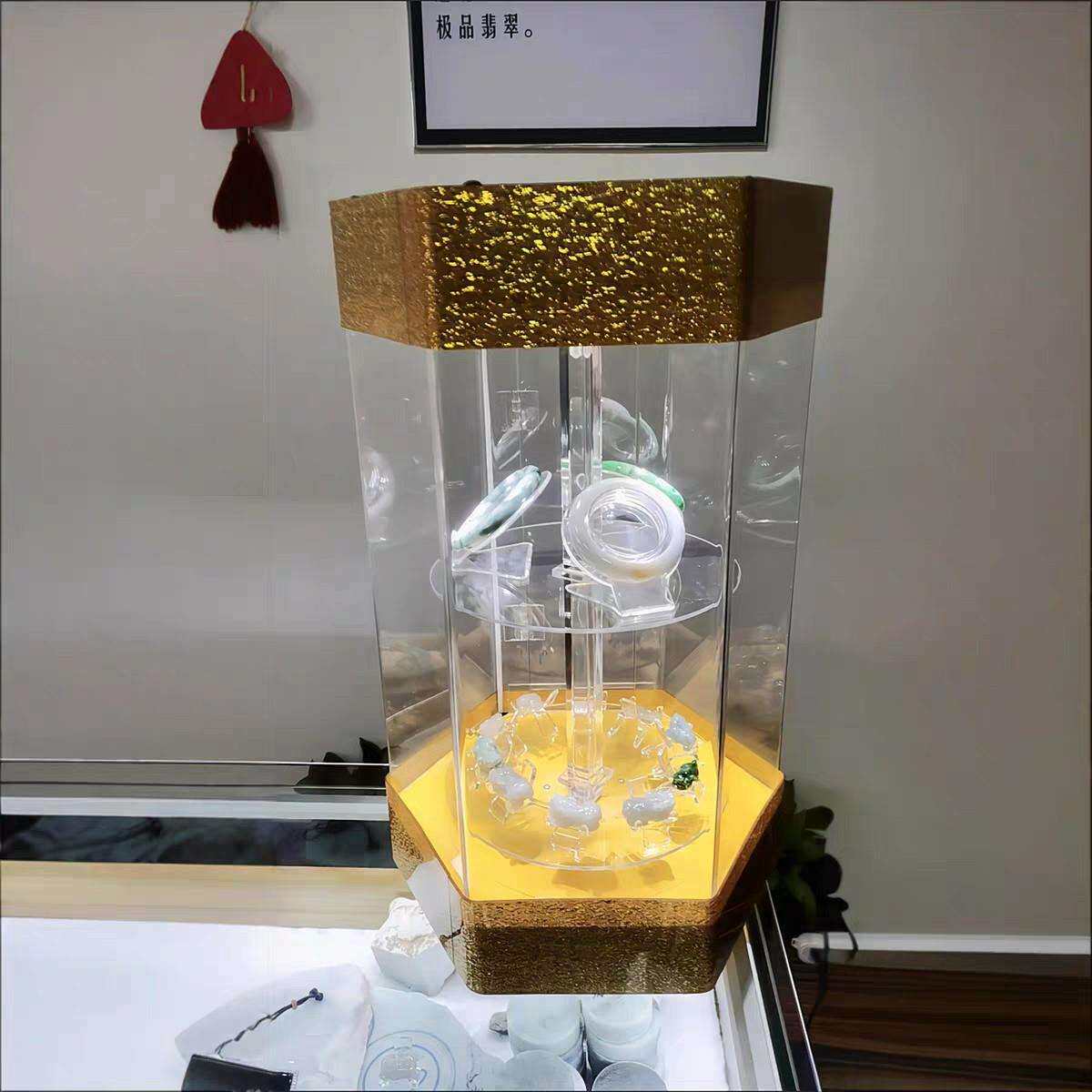 台球室桌球室皮头巧克粉旋转展示柜亚克力展示架货架店置物架