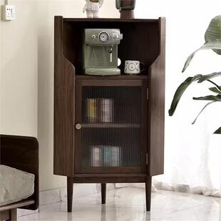 北美黑胡桃木转角柜北欧樱桃木实木墙角餐边柜简约沙发边柜收纳