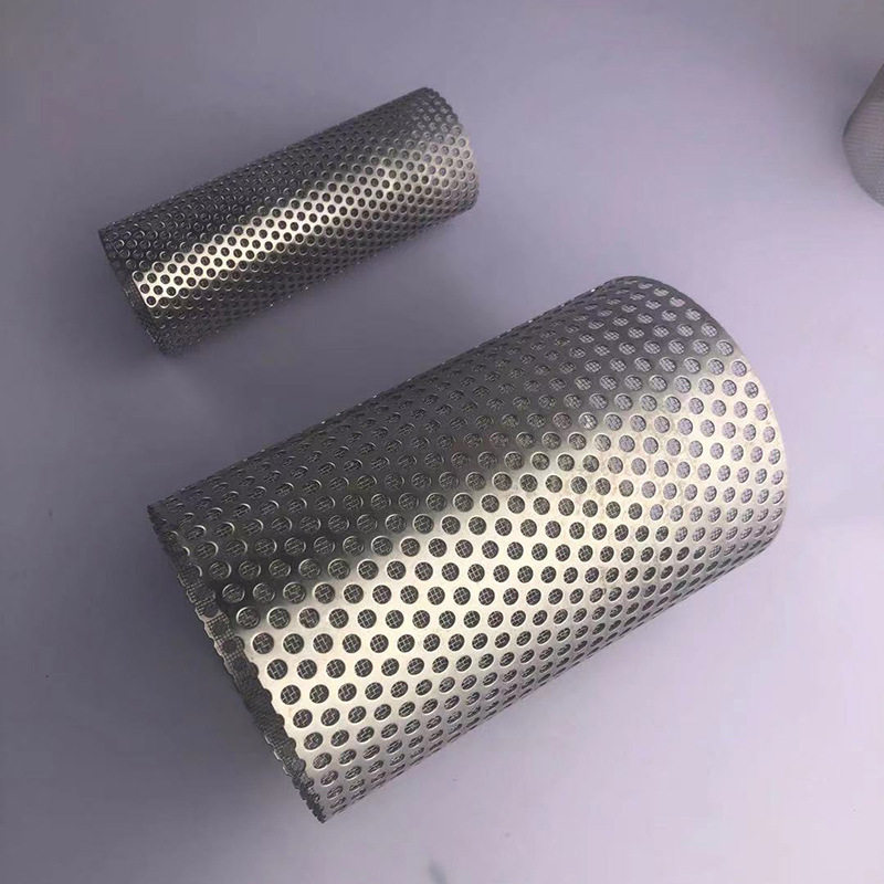 定制1.5 2 3 4 5mm孔径304不锈钢通口圆柱形管道过滤网冲孔板滤筒