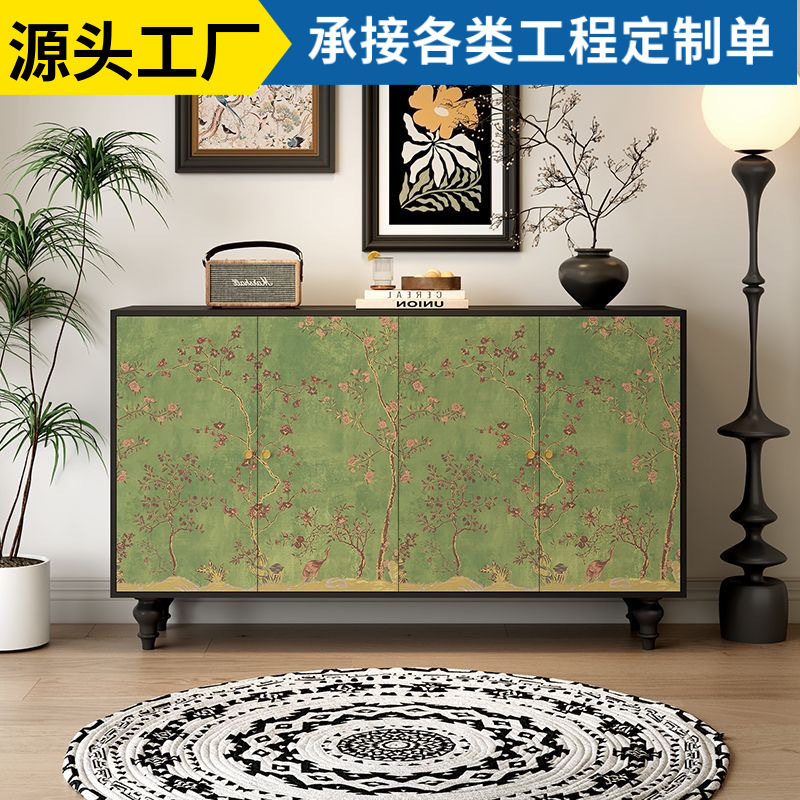 新中式彩绘实木收纳柜