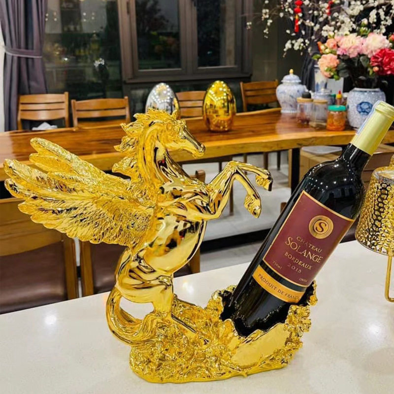 欧式飞马红酒架酒柜装饰摆件客厅玄关餐边柜轻奢高档创意家居饰品