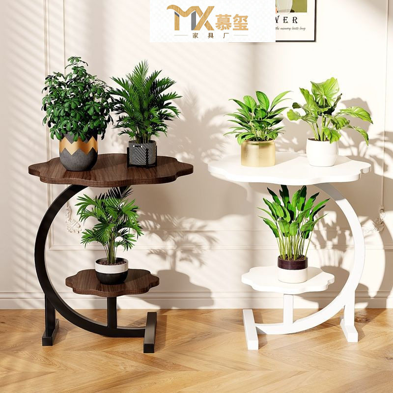 阳台花架子室内家用客厅落地式铁艺多层置物架花盆托架茶几小桌子