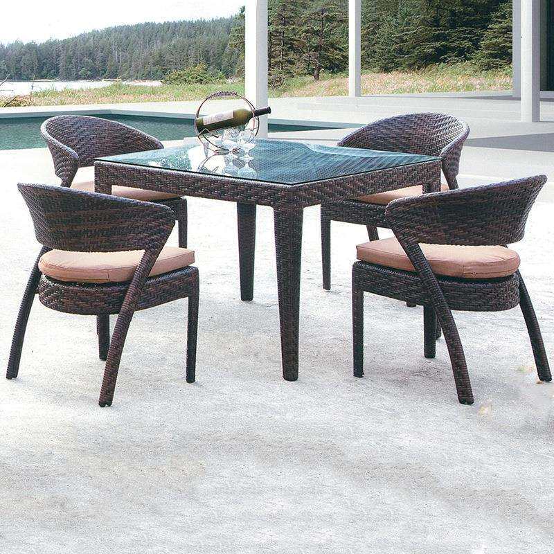 户外桌椅藤椅五件套室外藤编餐桌椅组合阳台庭院花园茶楼桌椅
