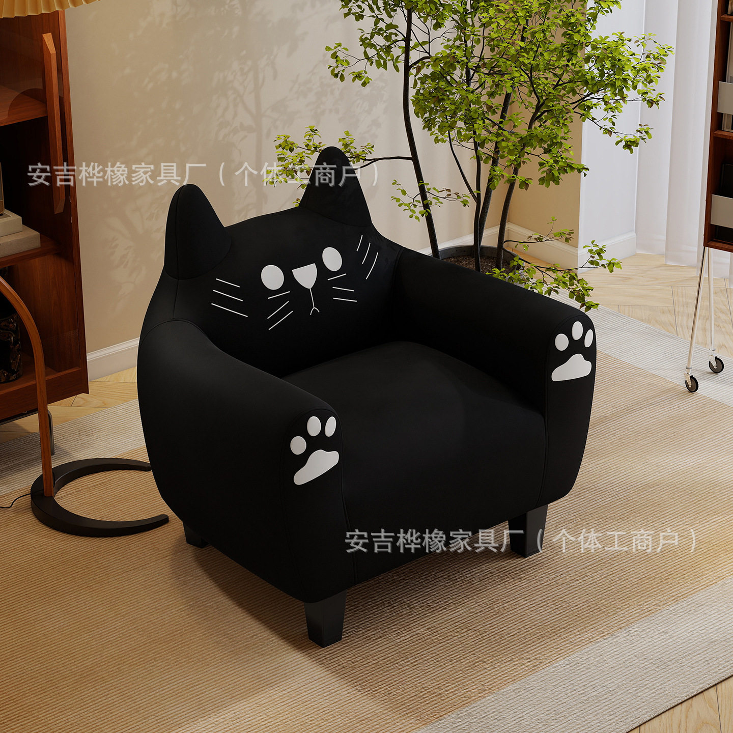 家用小户型轻奢复古龙猫单人沙发椅休闲椅客厅卧室阳台简约沙发椅