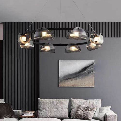 意式简约现代客厅吊灯高档黑色玻璃餐厅灯北欧轻奢别墅LED卧室灯