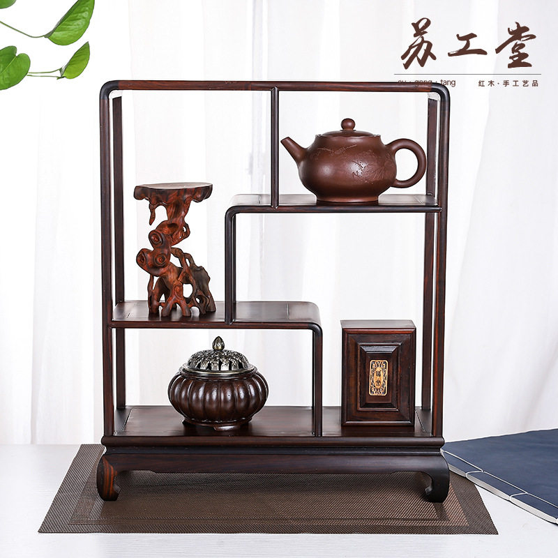 老挝红酸枝博古架  实木中式置物架古玩古董摆件展示架  厂家直销
