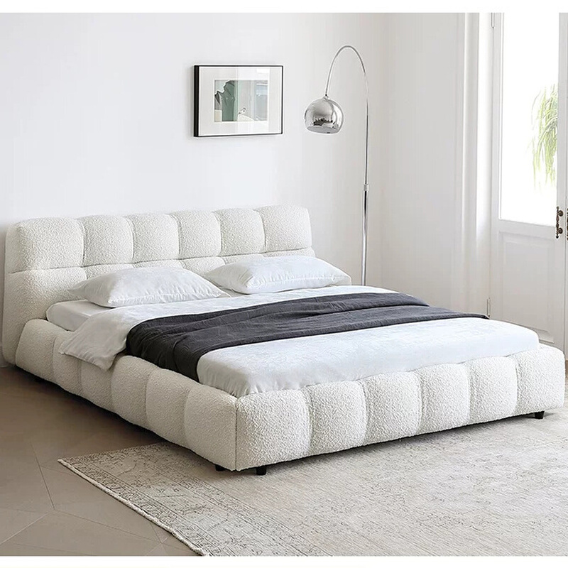 法式奶油风现代简约布艺双人床主卧轻奢1.8米泡芙床女生