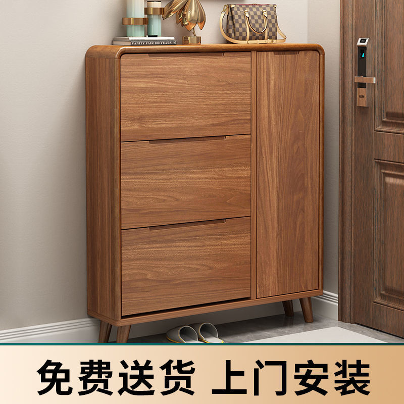 超薄翻斗鞋柜入户家用门口玄关柜新中式大容量门厅柜现代简约17CM