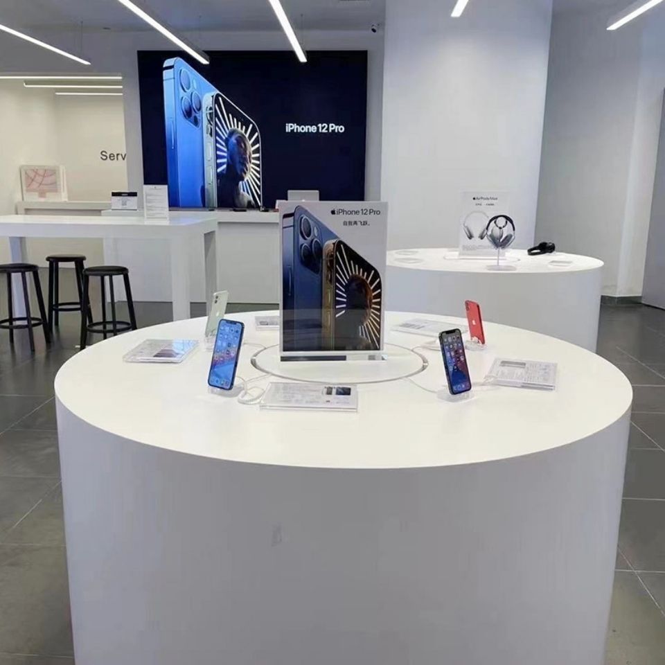 圆形烤漆展示台体验桌展厅中岛展示架展览陈列柜收银台体验台