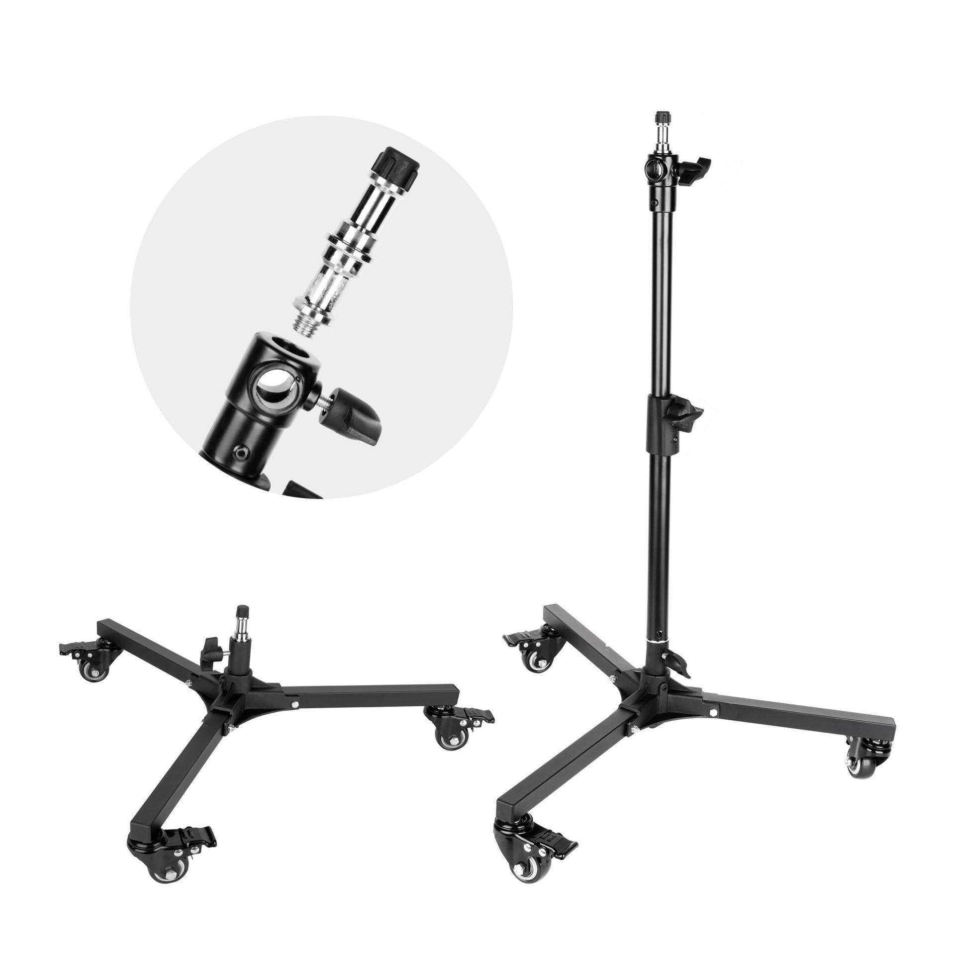 工厂直销摄影重型地灯架带滑轮折叠全金属灯架摄影棚直播间补光