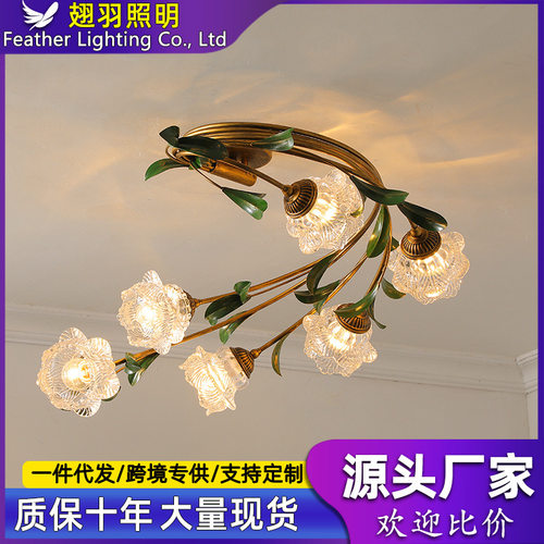 卧室灯个性中古艺术书房吊灯水晶美式乡村复古客厅别墅简约法式灯