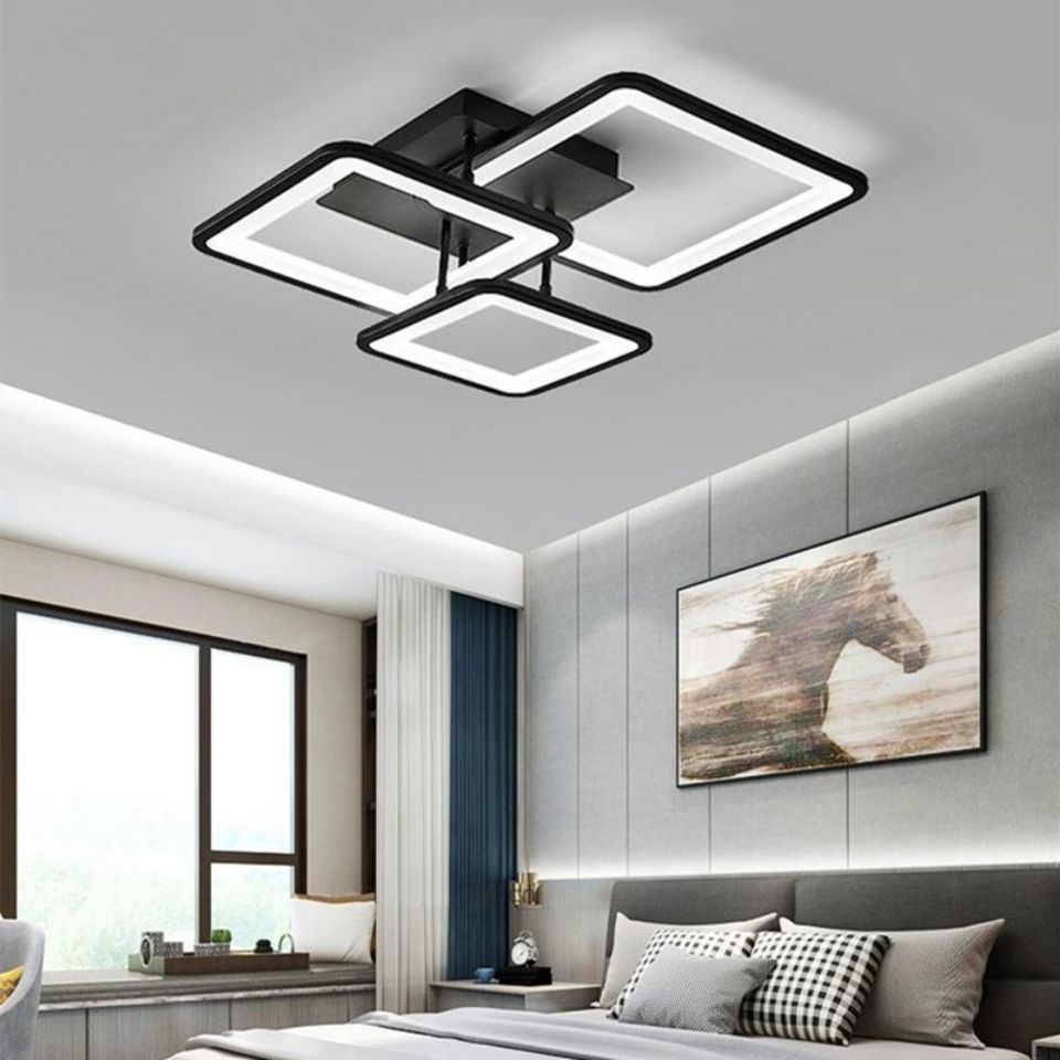 客厅灯2025年新款简约现代大气网红方形黑色全屋led吸顶灯具套餐