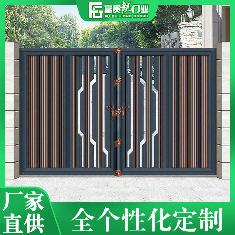 佛山厂家铝艺欧式大门复古铝合金大门别墅庭院艺术对开门