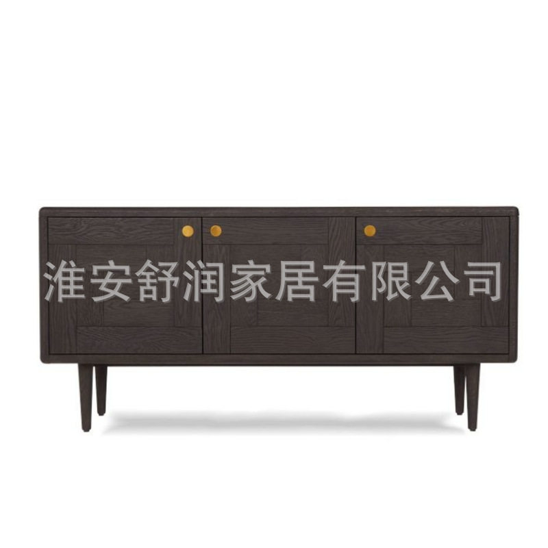 新中式棕色餐边柜矮柜一体家用入门玄关柜客厅日式茶水柜置物架