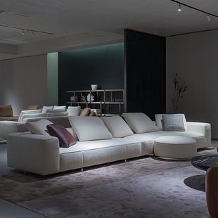 奶油风客厅大户型别墅棉麻伊夫沙发简约现代意式组合布艺贵妃创意