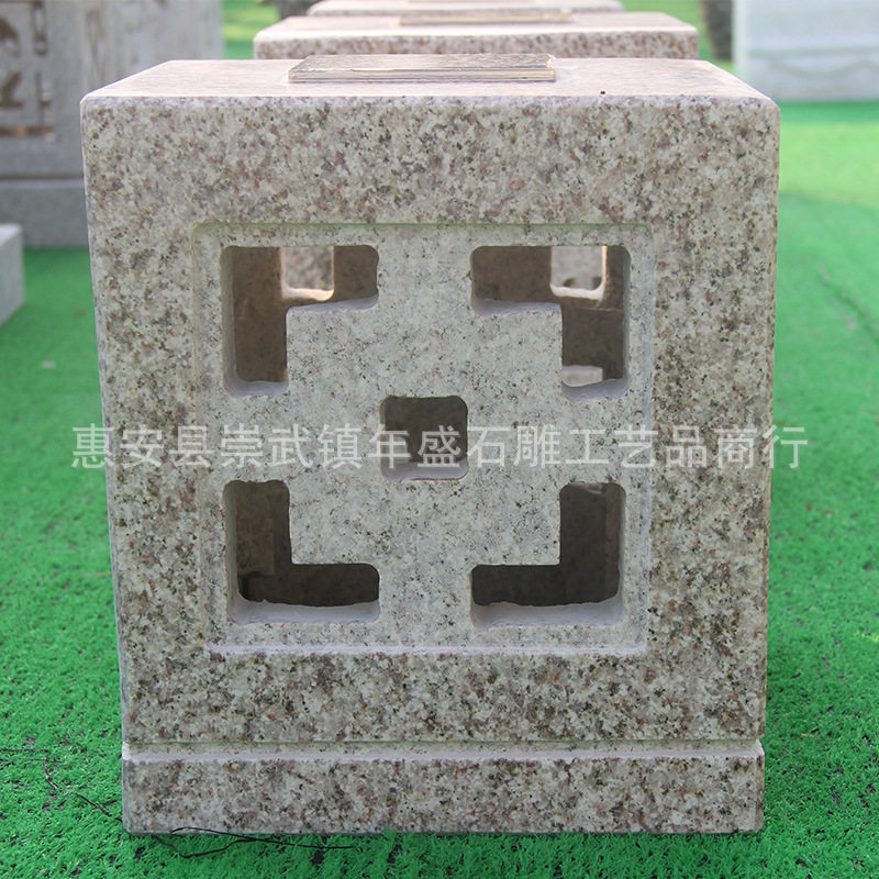 户外石雕草坪灯 太阳能石灯笼中式石灯景观装饰石头灯 花园门柱灯
