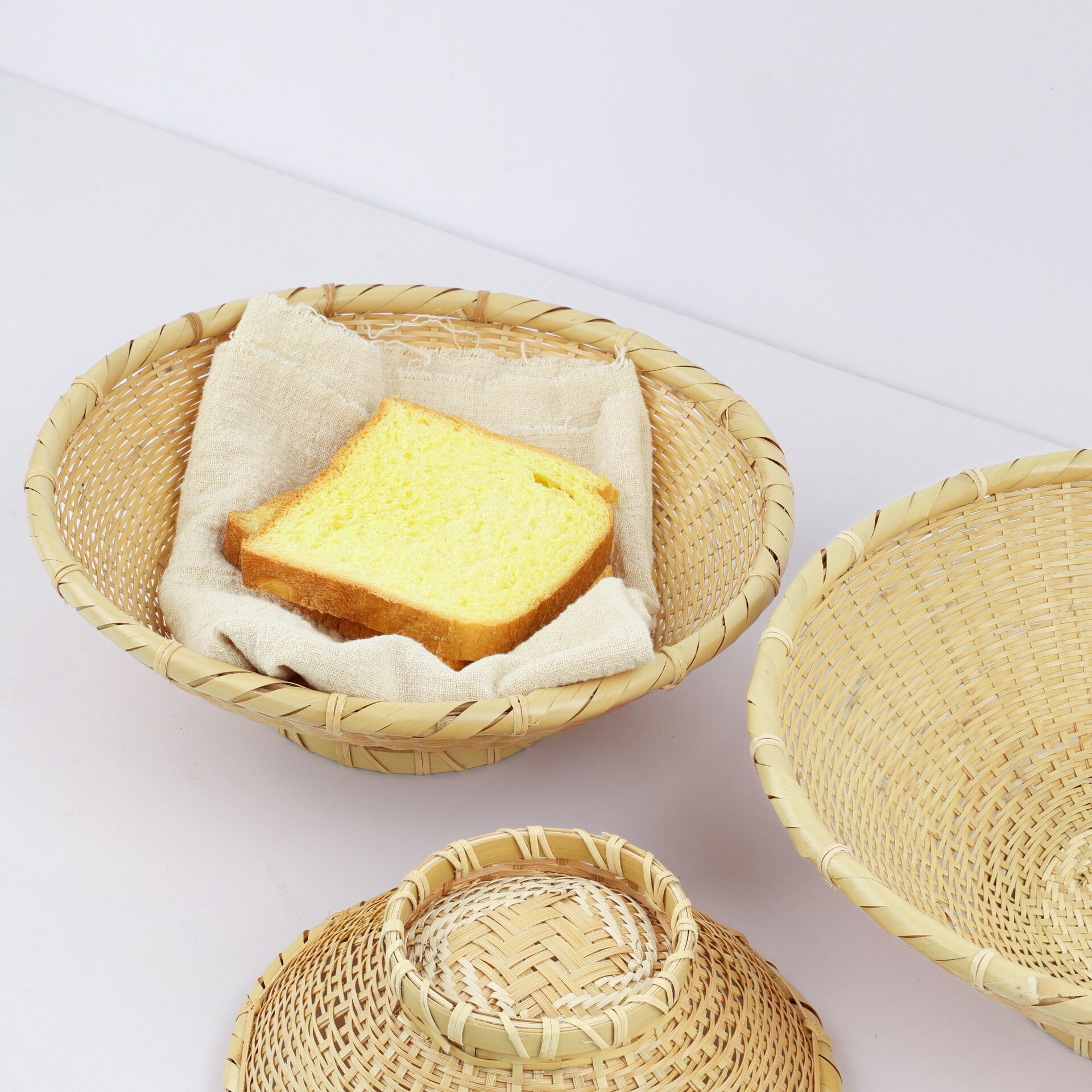 手工编制竹编果篮多功能收纳篮日式竹编沥水篮茶餐具收纳