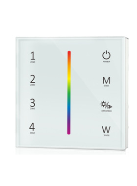 钢化玻璃触摸?板DMX主控T14-1 4区RGBW10种内置动态模式可调速度