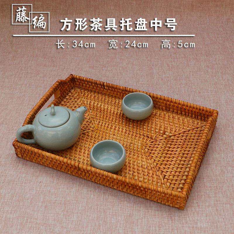 越南托盘藤编茶托水果盘欧式客厅创意家用简约现代
