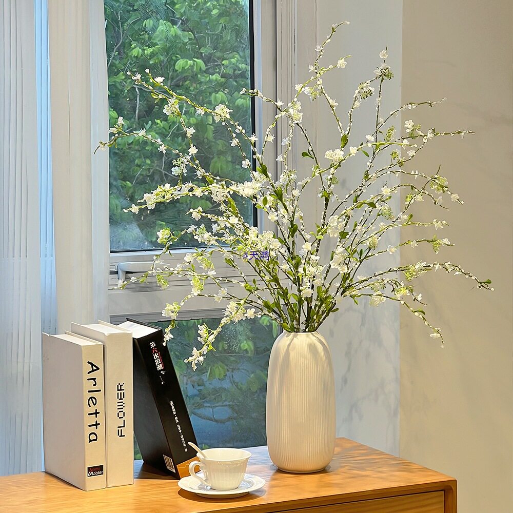 雪柳枝花假花束客厅电视柜轻奢餐桌装饰摆设插花花艺摆件