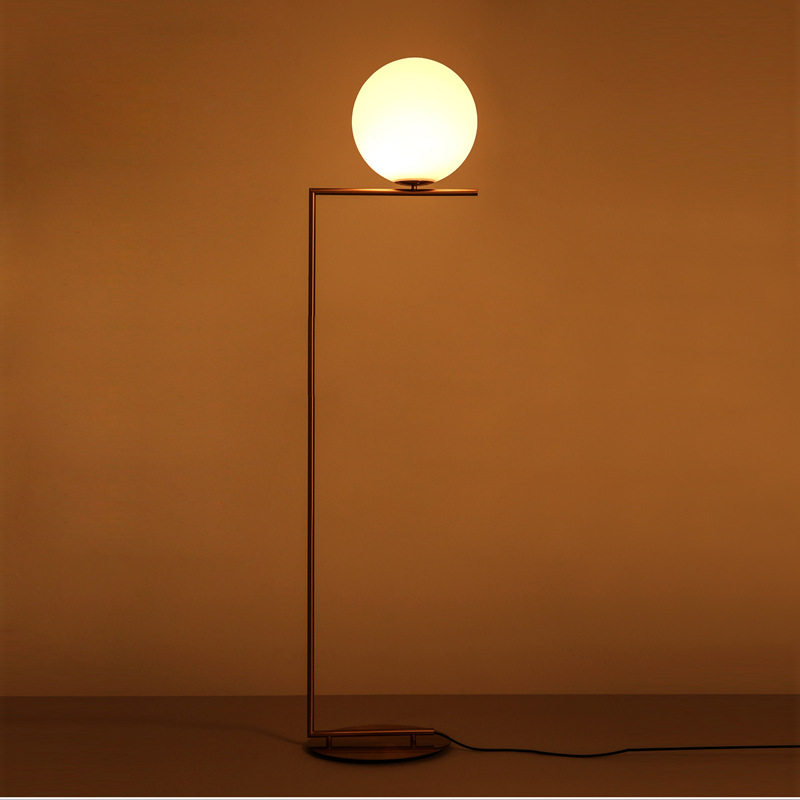 北欧后现代落地灯简约办公室客厅卧室书房创意玻璃圆球床头落地灯